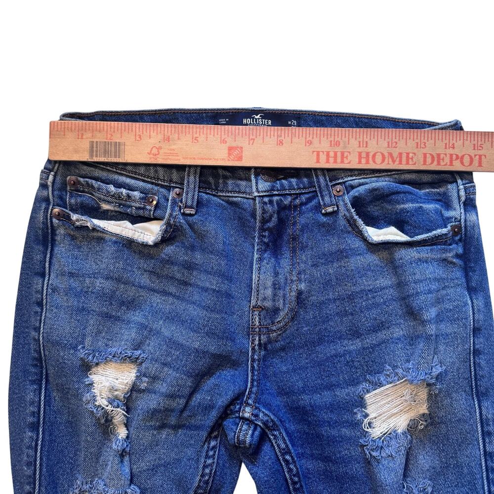 Hollister Men’s Epic Flex Skinny Jeans 29x30 Dark Medium Wash Distressed - Picture 2 of 7